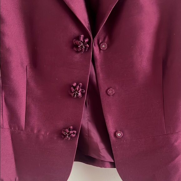 Tahari Red Blazer Jacket with Notched Lapel - Picture 3 of 4